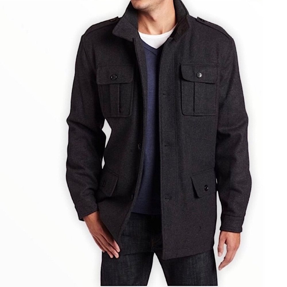 Michael Kors Black Wool Blend Double closure men’s coat size Medium